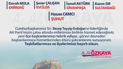 Yeni İlçe Başkanları Göreve Hazır AK Parti Afyonkarahisar Milletvekili Ali