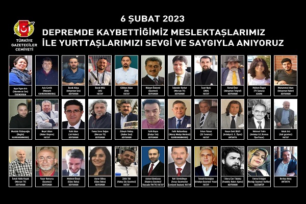 Türkiye Gazeteciler Cemiyeti (TGC) Yönetim Kurulu, 6 Şubat 2023 depremlerinin