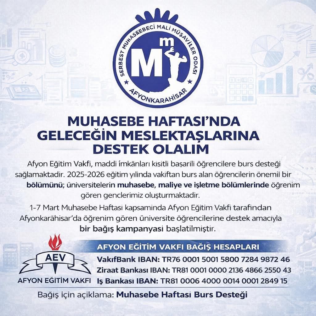Afyonkarahisar Afyon Egitim Vakfi Husnu Serteser Erdal Sayar Muhasebe Haftasi mali musavirler Afyon SMMM Odasi burs destegi egitim haberleri Afyon haber