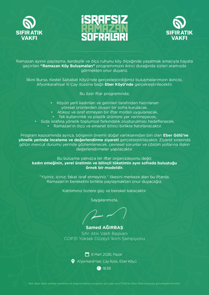 Afyonkarahisar Israfsiz Ramazan Sofralari Eber Koyu Cay ilcesi Ramazan iftari kadin kooperatifleri yerel uretim Eber Golu koy iftari gida israfi