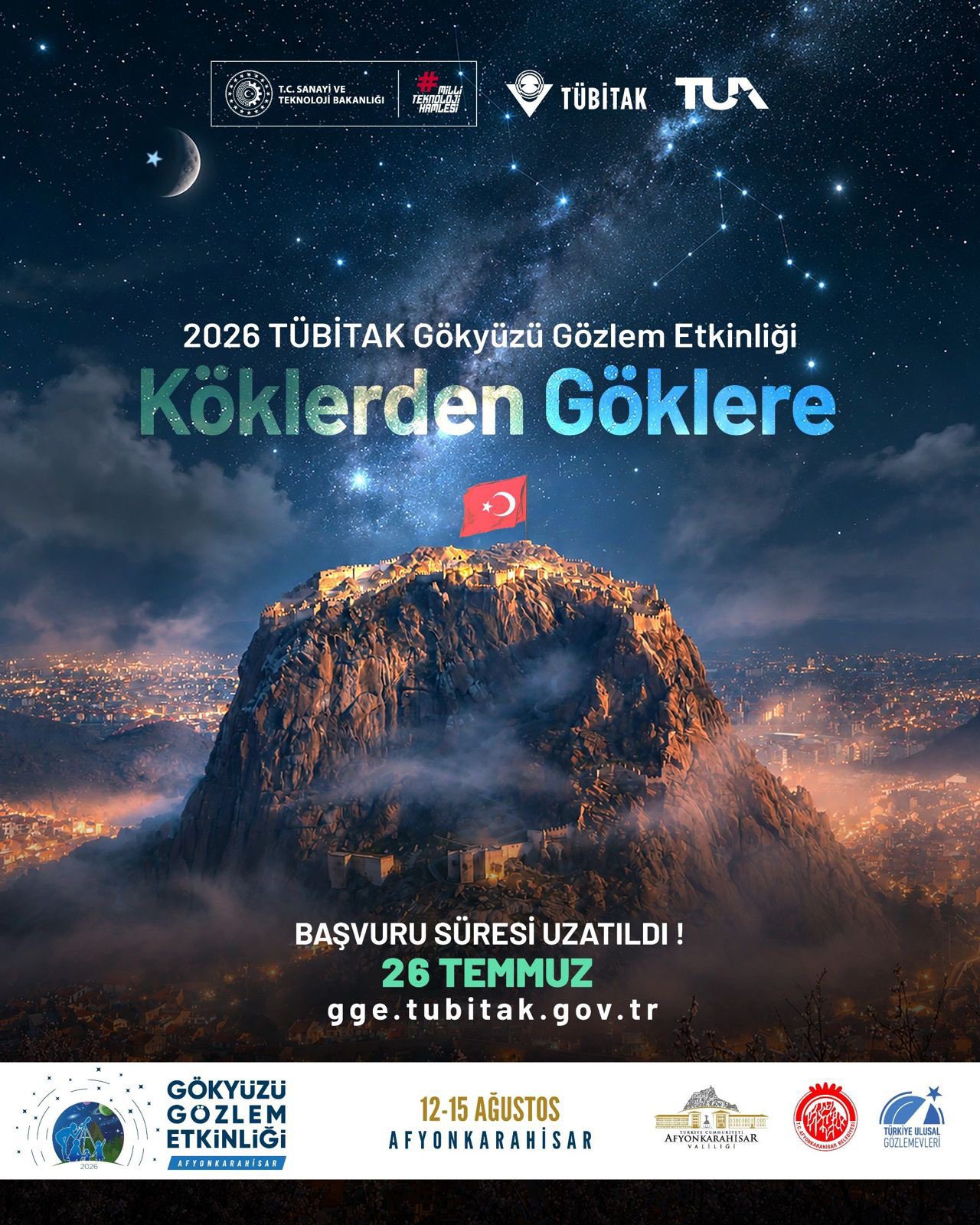 TÜBİTAK Gökyüzü Gözlem Etkinliği 28. Yılında Afyonkarahisar'da Düzenlenecek