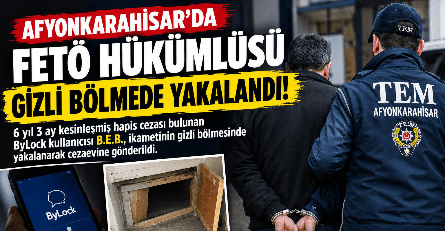 Afyonkarahisar'da FETÖ/PDY üyeliğinden 6 yıl 3 ay kesinleşmiş hapis cezası