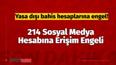 Afyon’da Yasa Dışı Bahis Hesaplarına Darbe: 214 Sosyal Medya Hesabına Erişim Engeli Afyonkarahisar’da yasa dışı bahisle bağlantılı olduğu değerlendirilen 214 sosyal medya