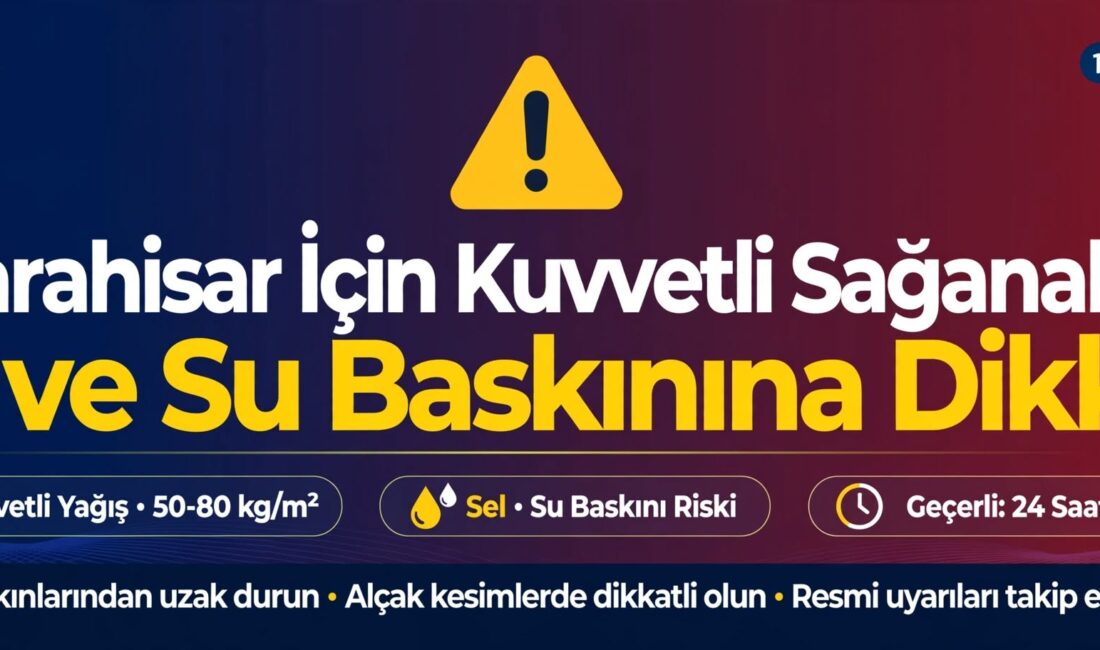Afyonkarahisar İçin Kuvvetli Sağanak Uyarısı: Sel ve Su Baskınına Dikkat! Meteoroloji, Afyonkarahisar için 17 Ekim Cumartesi günü kuvvetli sağanak uyarısı